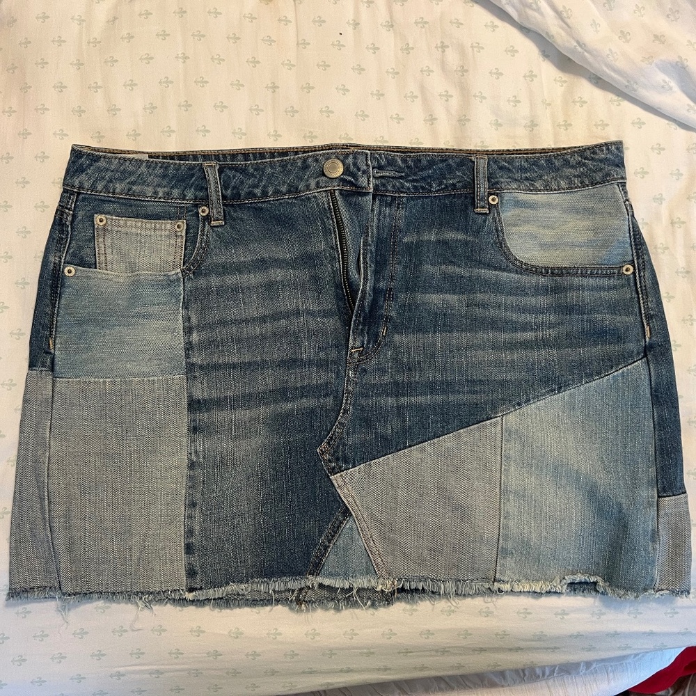 American Eagle Patchwork Denim Skirt - image 1